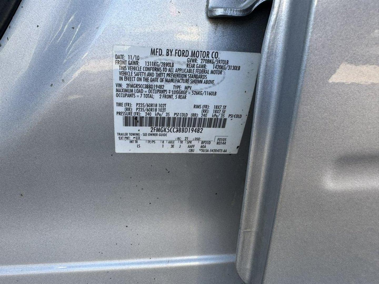 2011 Silver /Grey Ford Flex (2FMGK5CC3BB) with an 3.5l V6 SFI Dohc 24v 3.5l engine, Automatic transmission, located at 745 East Steele Rd., West Columbia, SC, 29170, (803) 755-9148, 33.927212, -81.148483 - Photo#34