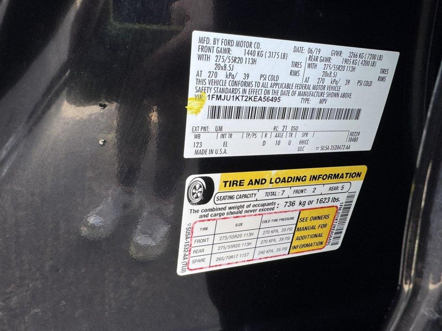 2019 Black /Grey Ford Expedition (1FMJU1KT2KE) with an 3.5l V6 DI T/C Ecoboost 3 engine, Automatic transmission, located at 745 East Steele Rd., West Columbia, SC, 29170, (803) 755-9148, 33.927212, -81.148483 - Photo#44