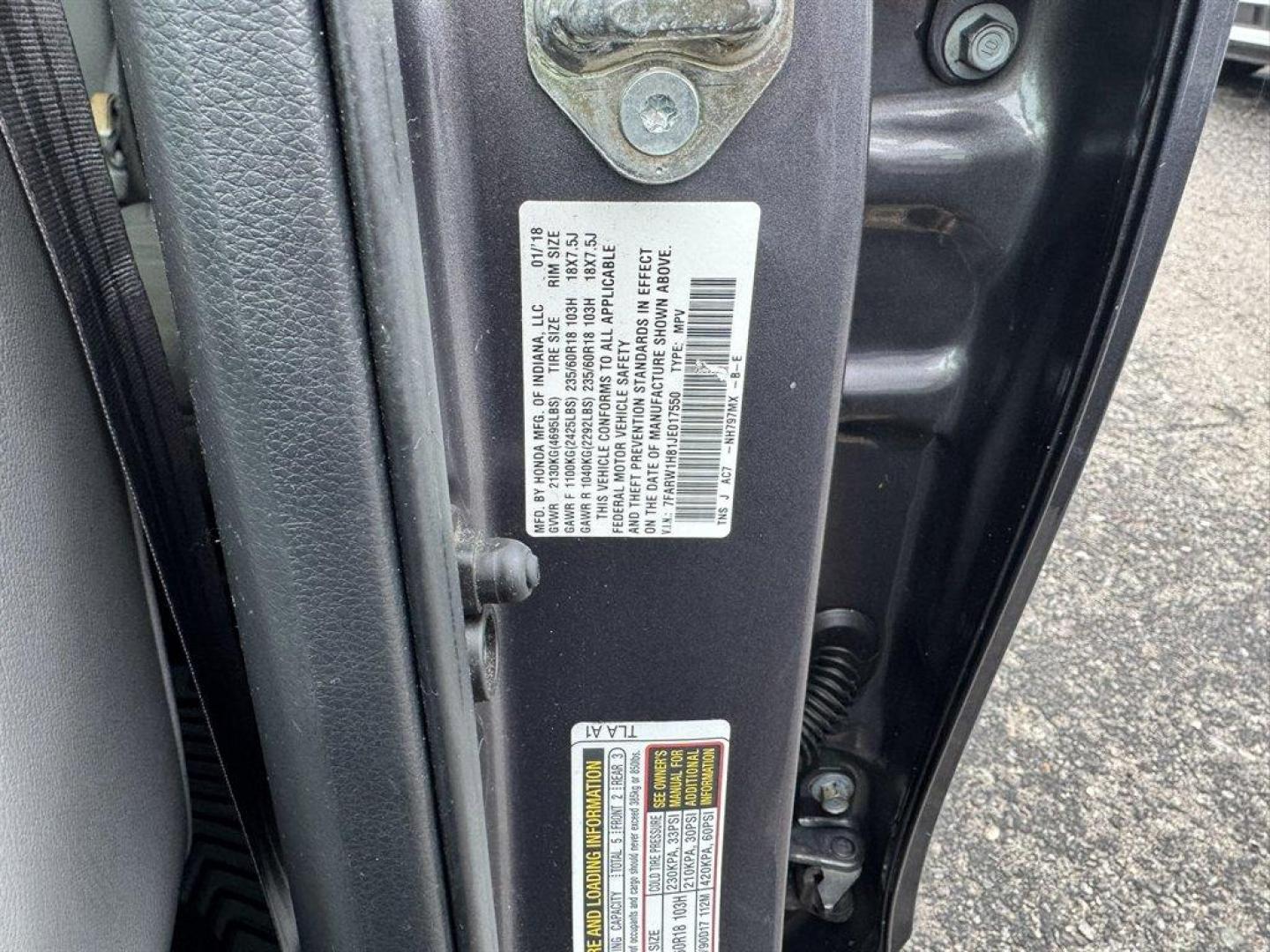 2018 Grey /Grey Honda CR-V (7FARW1H81JE) with an 1.5l I-4 DI Dohc T/C 1.5l engine, Automatic transmission, located at 745 East Steele Rd., West Columbia, SC, 29170, (803) 755-9148, 33.927212, -81.148483 - Photo#36