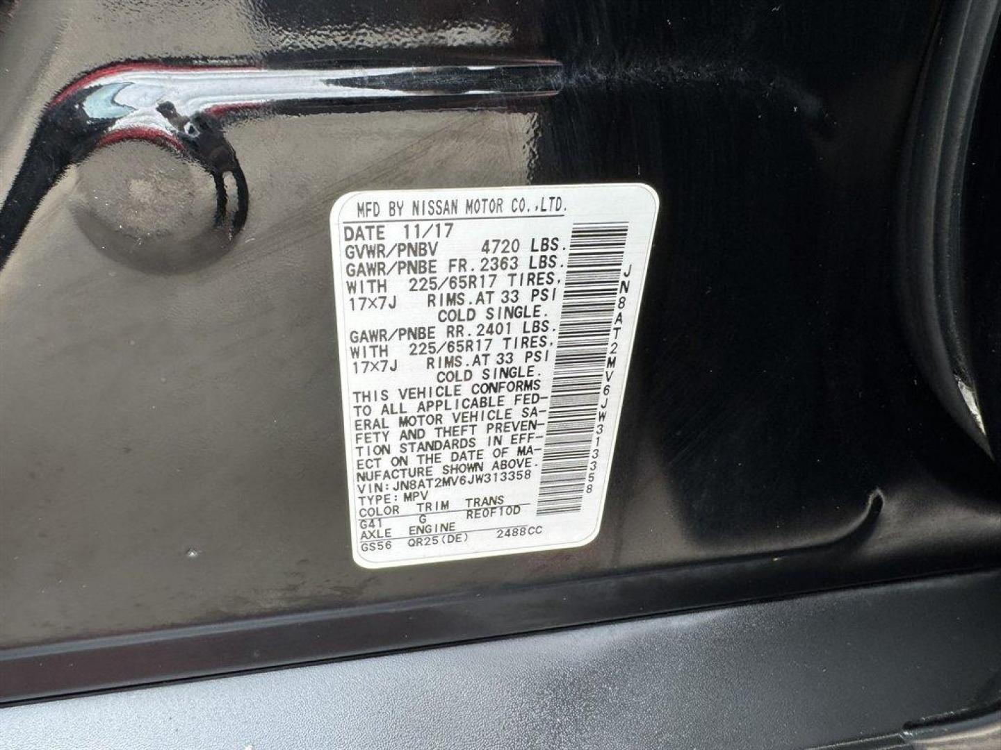 2018 Black /Black Nissan Rogue (JN8AT2MV6JW) with an 2.5l I-4 MPI Dohc 2.5l engine, Automatic transmission, located at 745 East Steele Rd., West Columbia, SC, 29170, (803) 755-9148, 33.927212, -81.148483 - Photo#31