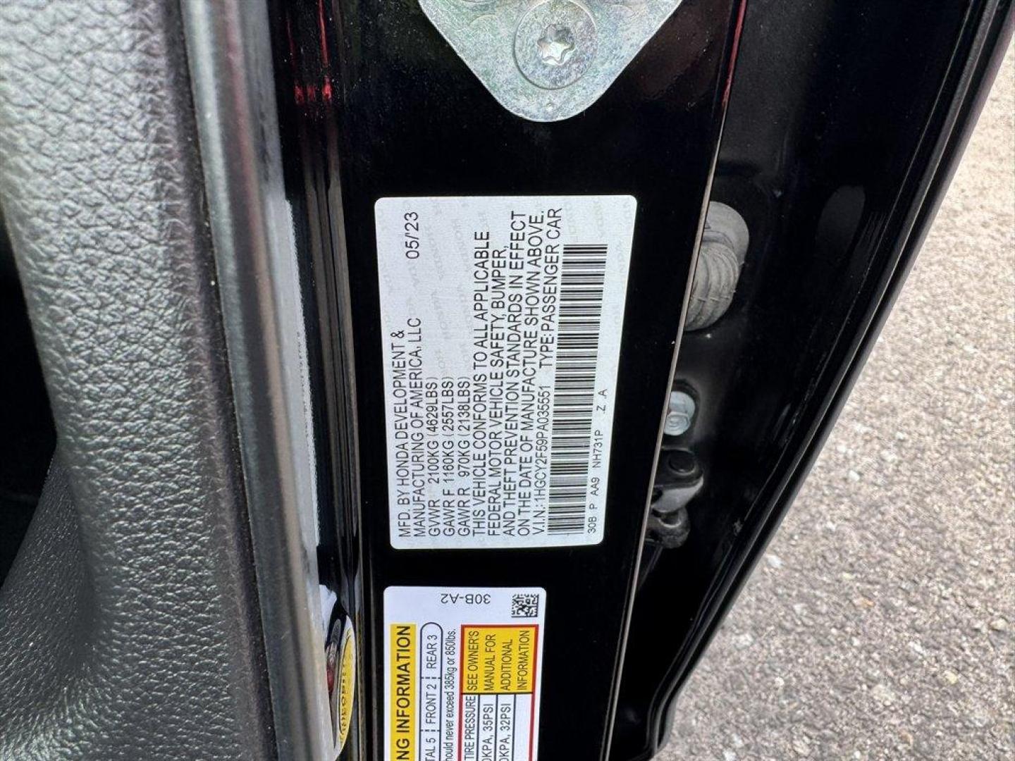 2023 Grey /Black Honda Accord (1HGCY2F59PA) with an 2.0l I-4 DI Dohc Hybrid 2 engine, Automatic transmission, located at 745 East Steele Rd., West Columbia, SC, 29170, (803) 755-9148, 33.927212, -81.148483 - Photo#32