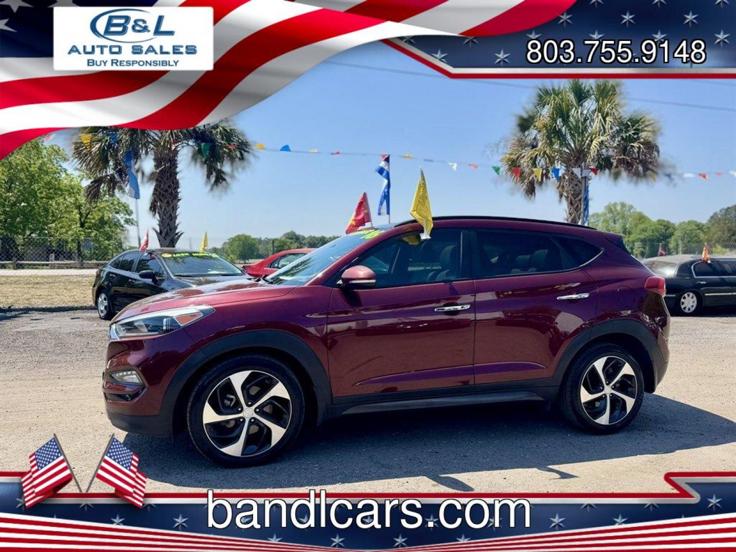 2016 Red /Grey Hyundai Tucson (KM8J33A23GU) with an 1.6l I-4 DI Dohc Cvvt T/C engine, Automatic transmission, located at 745 East Steele Rd., West Columbia, SC, 29170, (803) 755-9148, 33.927212, -81.148483 - Photo#0