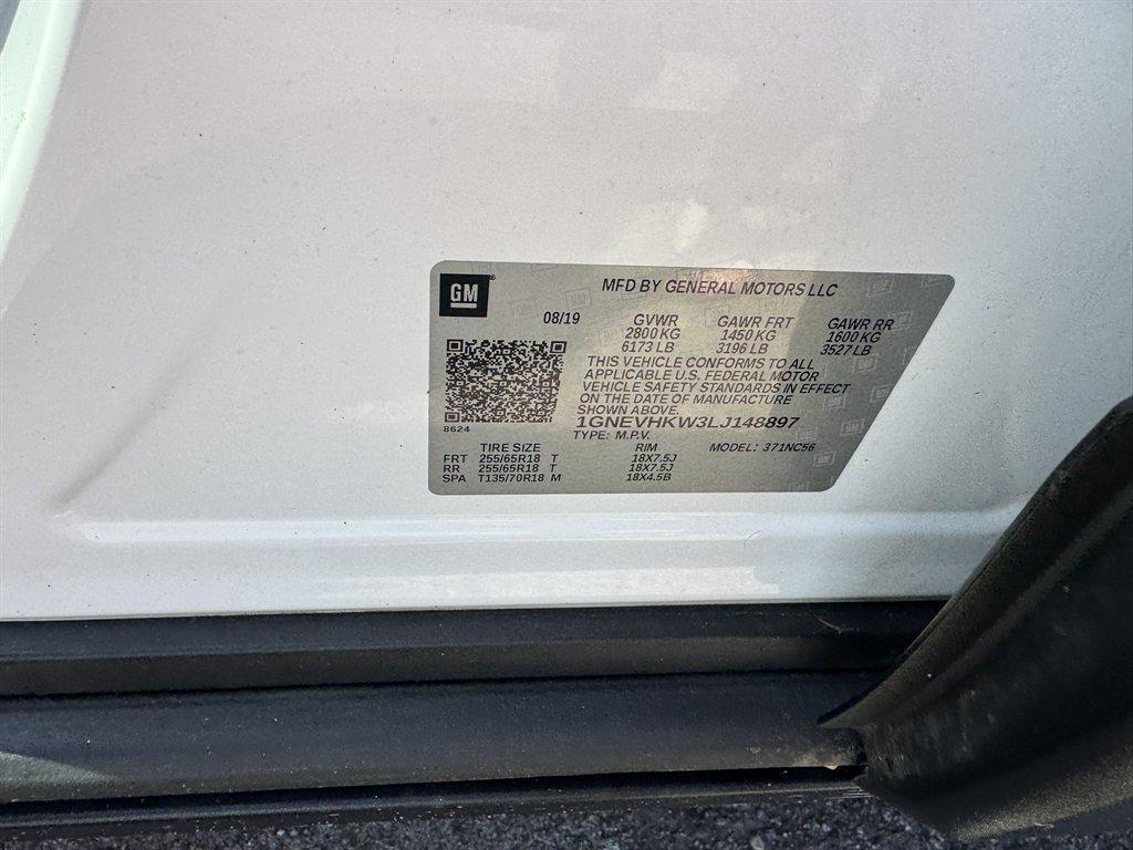 2020 White /Black Chevrolet Traverse (1GNEVHKW3LJ) with an 3.6l V6 DI Dohc 3.6l engine, Automatic transmission, located at 745 East Steele Rd., West Columbia, SC, 29170, (803) 755-9148, 33.927212, -81.148483 - Photo#35