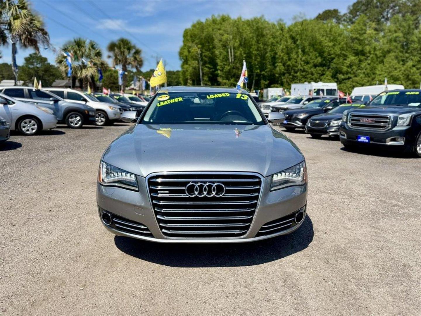 2013 Silver /Black Audi A8 (WAURGAFD0DN) with an 3.0l V6 DI Dohc S/C 3.0l engine, Automatic transmission, located at 745 East Steele Rd., West Columbia, SC, 29170, (803) 755-9148, 33.927212, -81.148483 - Photo#1