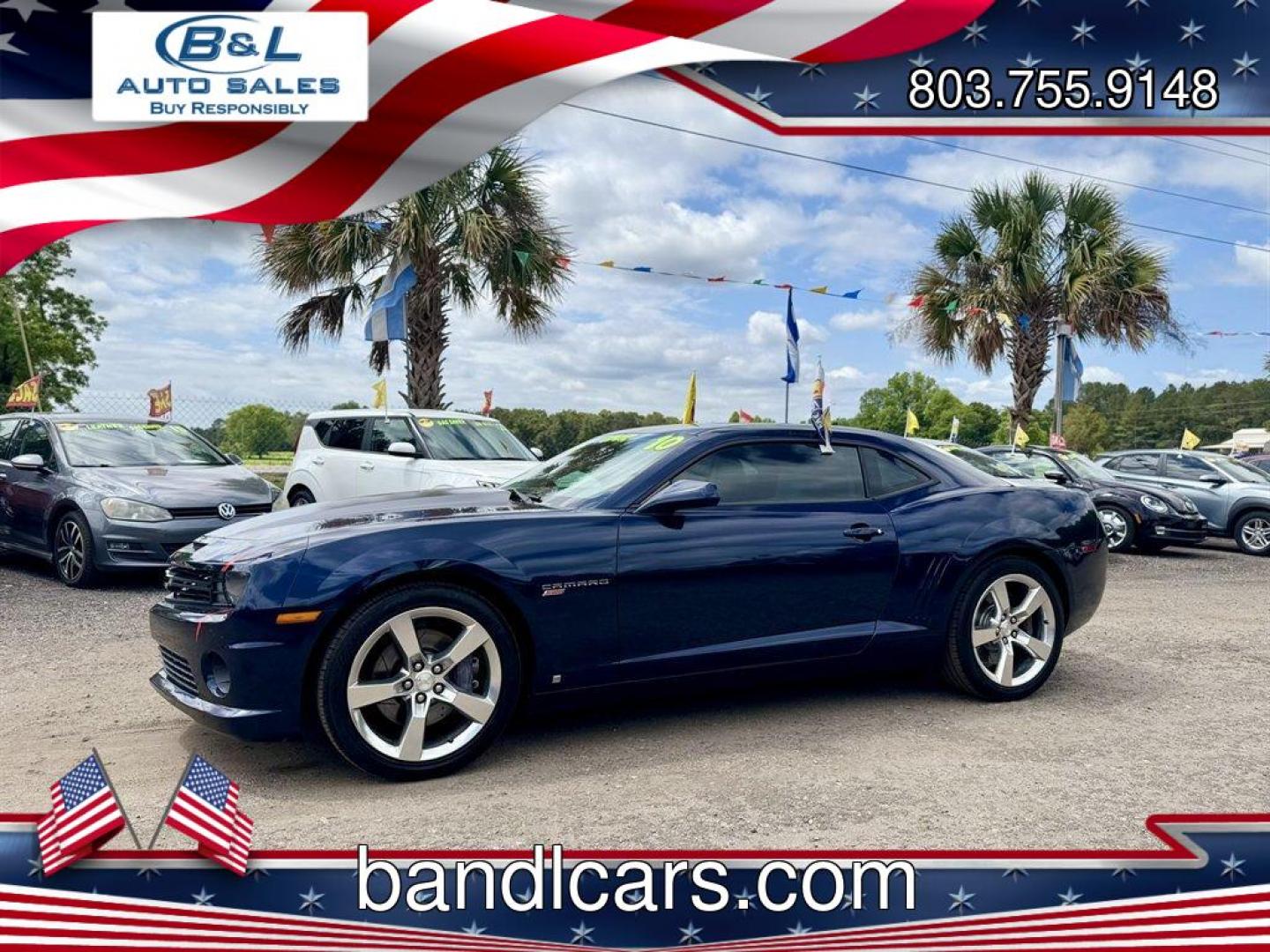 2010 Blue /Grey Chevrolet Camaro (2G1FT1EW9A9) with an 6.2l V8 SFI OHV HO 6.2l engine, Manual transmission, located at 745 East Steele Rd., West Columbia, SC, 29170, (803) 755-9148, 33.927212, -81.148483- Photo#0