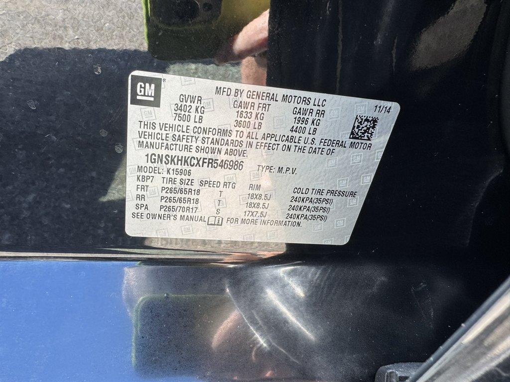2015 Black /Black Chevrolet Suburban (1GNSKHKCXFR) with an 5.3l V8 DI VVT Flex 5.3l engine, Automatic transmission, located at 745 East Steele Rd., West Columbia, SC, 29170, (803) 755-9148, 33.927212, -81.148483 - Photo#35