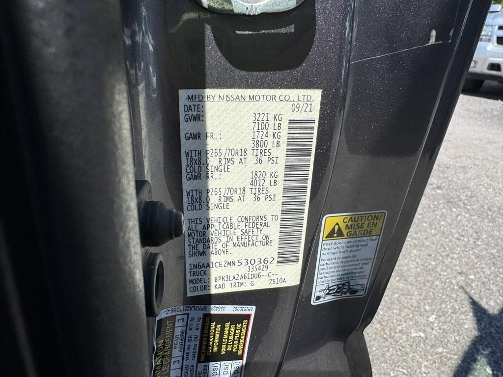 2021 Grey /Ivory Nissan Titan (1N6AA1CE2MN) with an 5.6l V8 DI Dohc 5.6l engine, Automatic transmission, located at 745 East Steele Rd., West Columbia, SC, 29170, (803) 755-9148, 33.927212, -81.148483- Photo#31