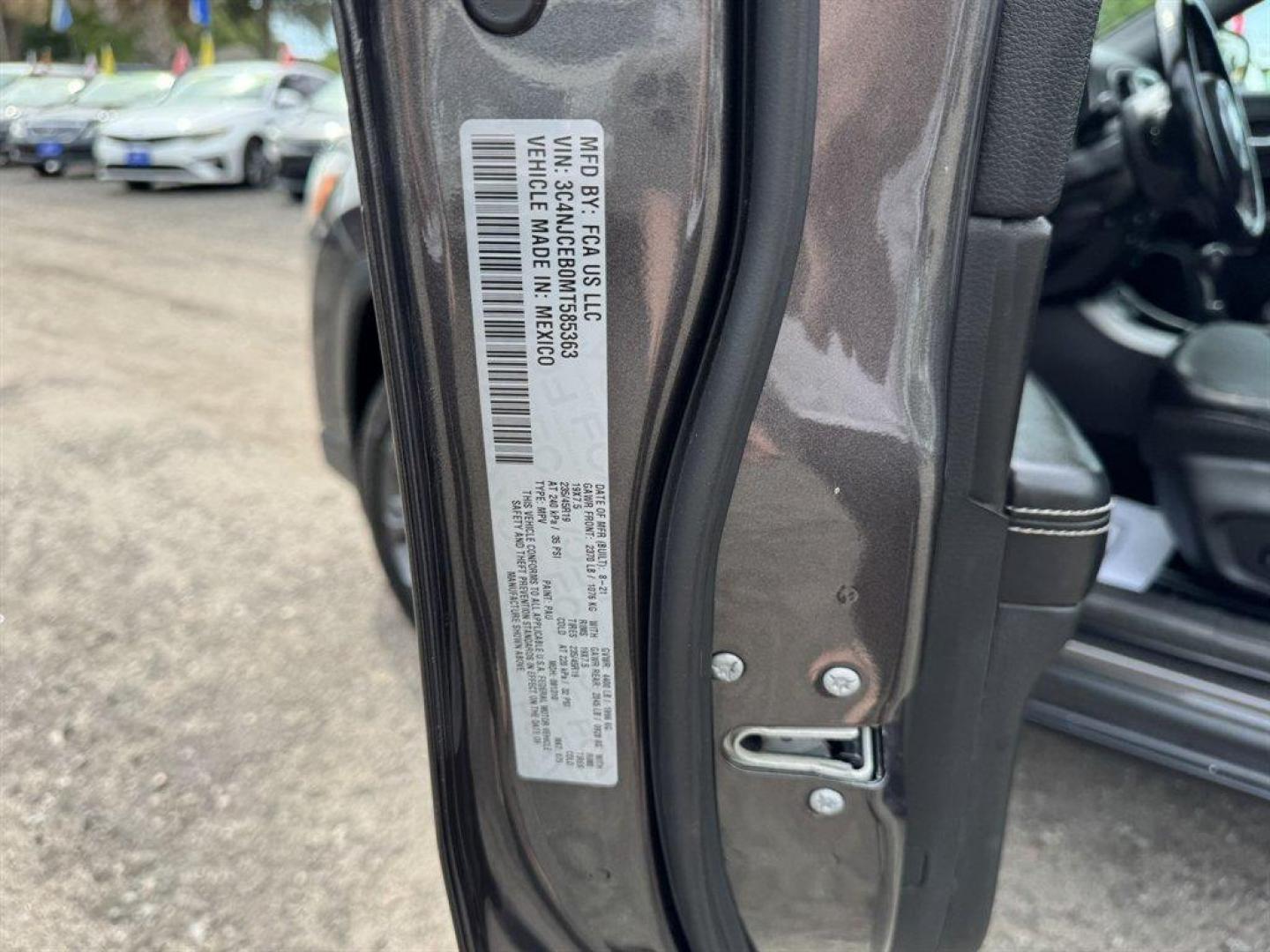2021 Grey /Black Jeep Compass (3C4NJCEB0MT) with an 2.4l I-4 MPI Sohc 2.4l engine, Automatic transmission, located at 745 East Steele Rd., West Columbia, SC, 29170, (803) 755-9148, 33.927212, -81.148483 - Photo#35