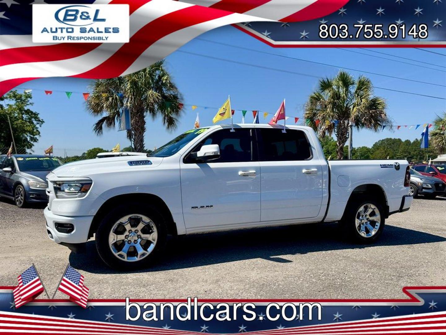 2019 White /Grey Ram 1500 (1C6RREFT7KN) with an 5.7l V8 Smpi Hemi 5.7l engine, Automatic transmission, located at 745 East Steele Rd., West Columbia, SC, 29170, (803) 755-9148, 33.927212, -81.148483- Photo#0