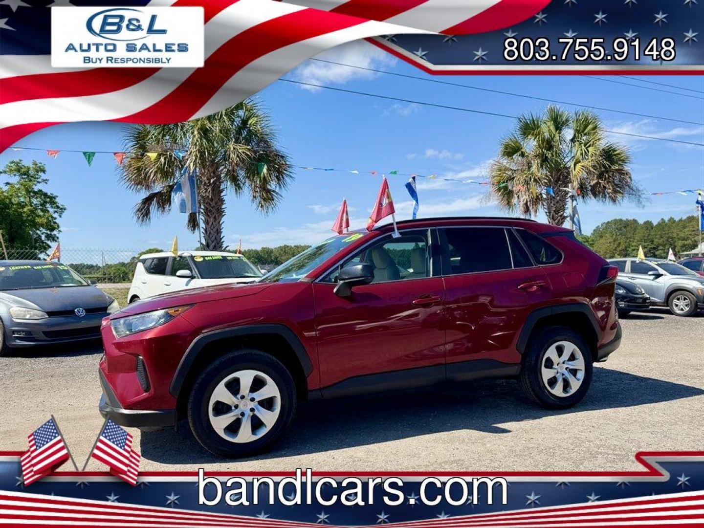 2019 Burgundy /Taupe Toyota RAV4 (2T3H1RFVXKW) with an 2.5l I-4 DI Dohc 2.5l engine, Automatic transmission, located at 745 East Steele Rd., West Columbia, SC, 29170, (803) 755-9148, 33.927212, -81.148483 - Photo#0
