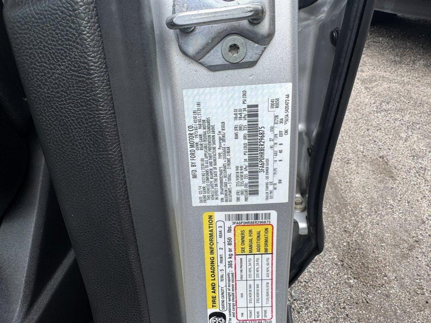 2014 Silver /Black Ford Fusion (3FA6P0HR8ER) with an 1.6l I-4 DI Dohc TC Ecobt engine, Manual transmission, located at 745 East Steele Rd., West Columbia, SC, 29170, (803) 755-9148, 33.927212, -81.148483- Photo#31