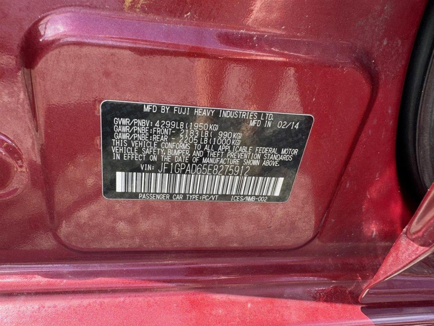 2014 Red /Black Subaru Impreza (JF1GPAD65E8) with an 2.0l H-4 Smpi Dohc 2.0l engine, Automatic transmission, located at 745 East Steele Rd., West Columbia, SC, 29170, (803) 755-9148, 33.927212, -81.148483 - Photo#32