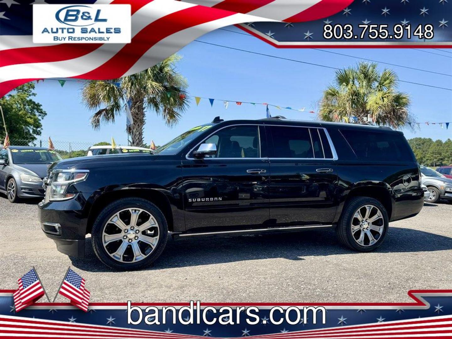 2017 Black /Black Chevrolet Suburban (1GNSKJKC6HR) with an 5.3l V8 DI VVT Flex 5.3l engine, Automatic transmission, located at 745 East Steele Rd., West Columbia, SC, 29170, (803) 755-9148, 33.927212, -81.148483- Photo#0