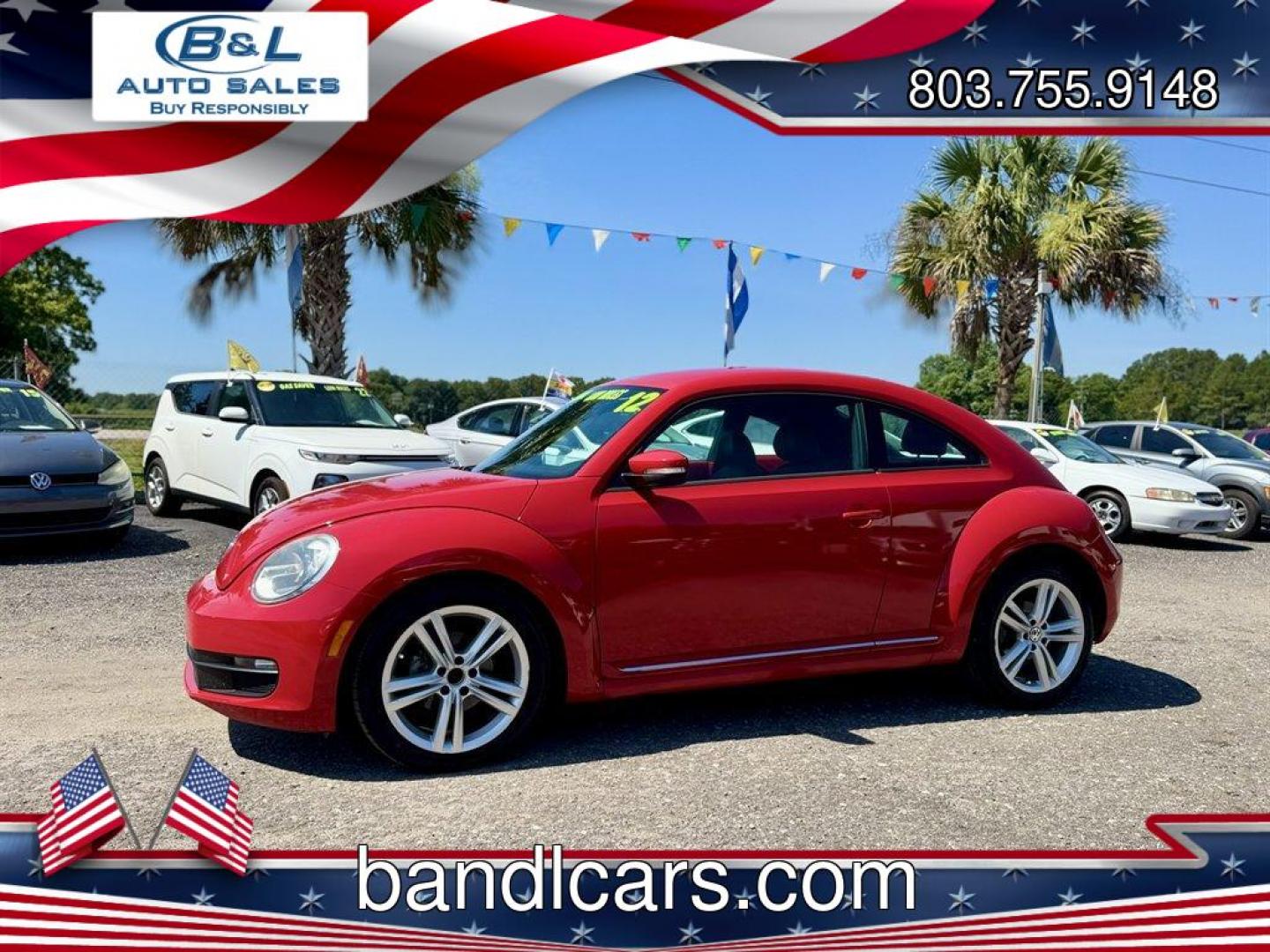 2012 Red /Black Volkswagen Beetle (3VWJX7AT1CM) with an 2.5l I-5 Smpi Dohc 2.5l engine, Automatic transmission, located at 745 East Steele Rd., West Columbia, SC, 29170, (803) 755-9148, 33.927212, -81.148483- Photo#0
