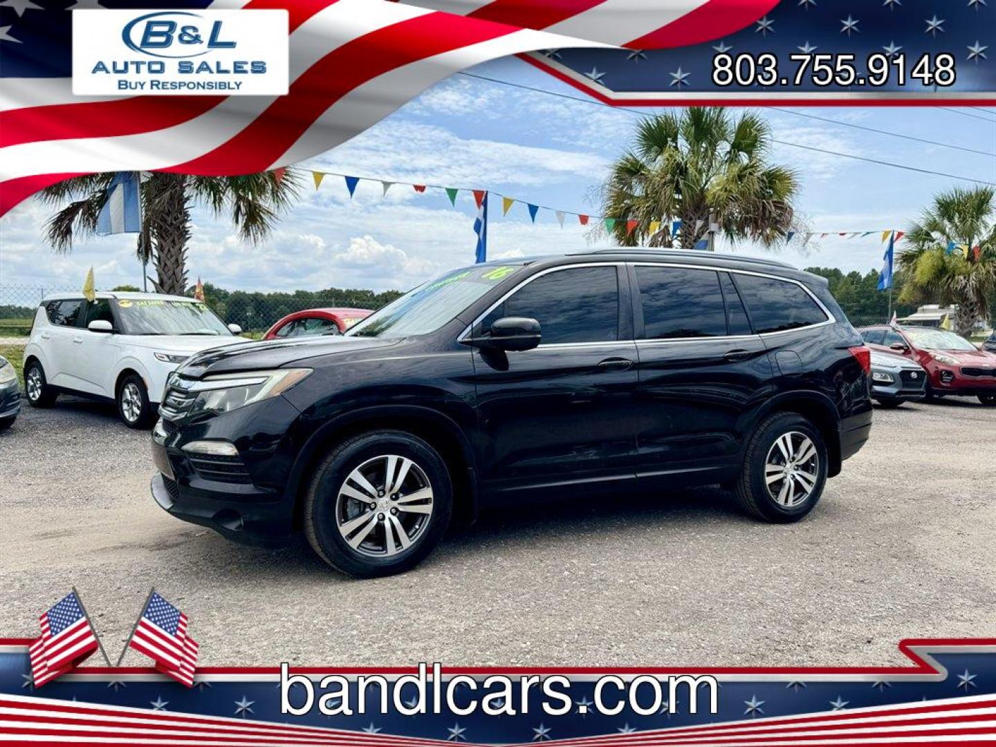 2016 Black /Black Honda Pilot (5FNYF5H65GB) with an 3.5l V6 DI Sohc I-Vtec 3. engine, Automatic transmission, located at 745 East Steele Rd., West Columbia, SC, 29170, (803) 755-9148, 33.927212, -81.148483- Photo#0