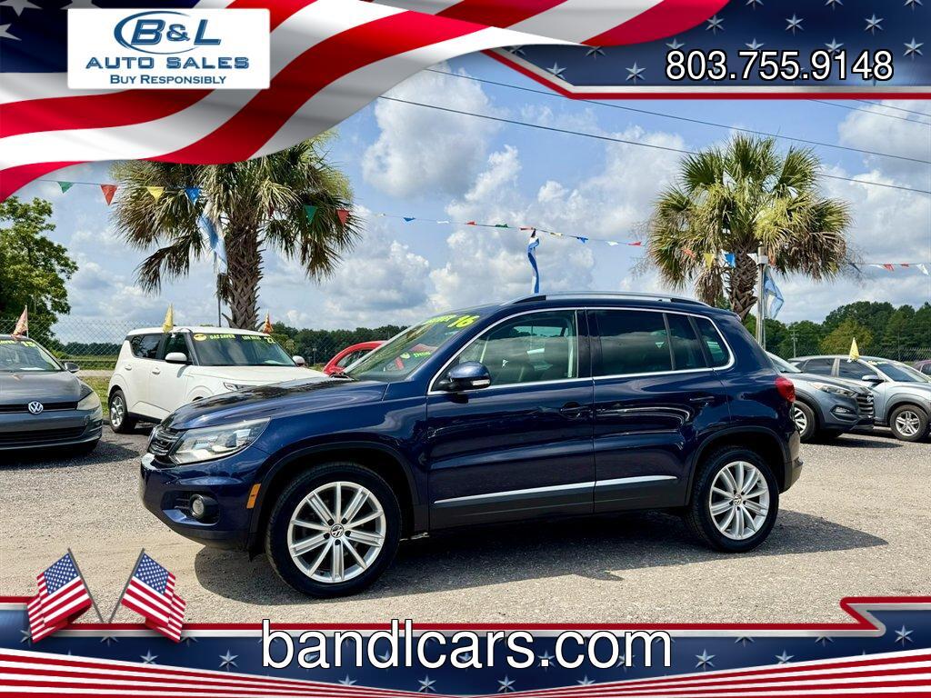2016 Blue /Black Volkswagen Tiguan (WVGAV7AX7GW) with an 2.0l I-4 DI Dohc T/C 2.0l engine, Automatic transmission, located at 745 East Steele Rd., West Columbia, SC, 29170, (803) 755-9148, 33.927212, -81.148483- Photo#0