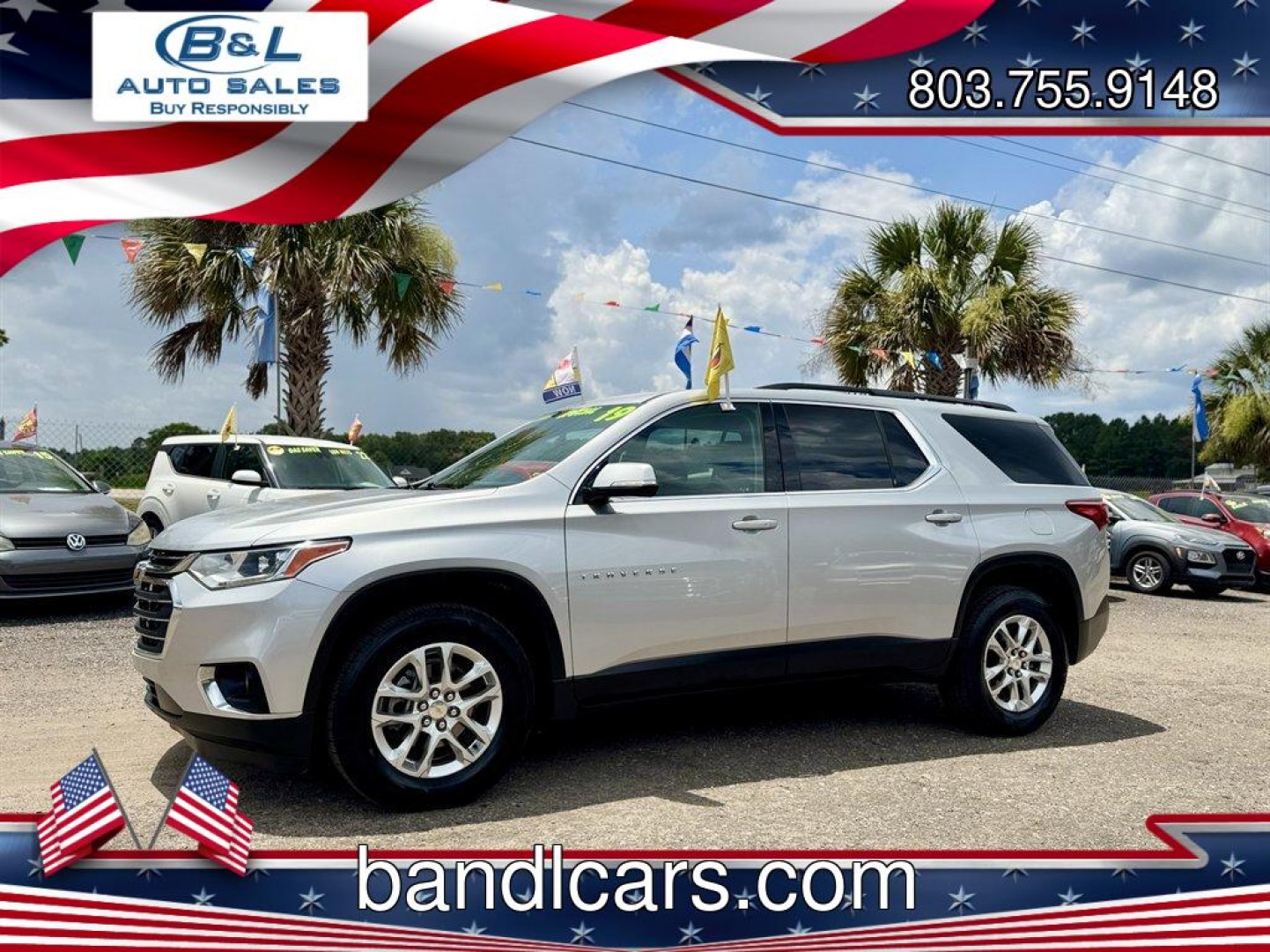 2019 Silver /Grey Chevrolet Traverse (1GNERGKW7KJ) with an 3.6l V6 DI Dohc 3.6l engine, Automatic transmission, located at 745 East Steele Rd., West Columbia, SC, 29170, (803) 755-9148, 33.927212, -81.148483- Photo#0
