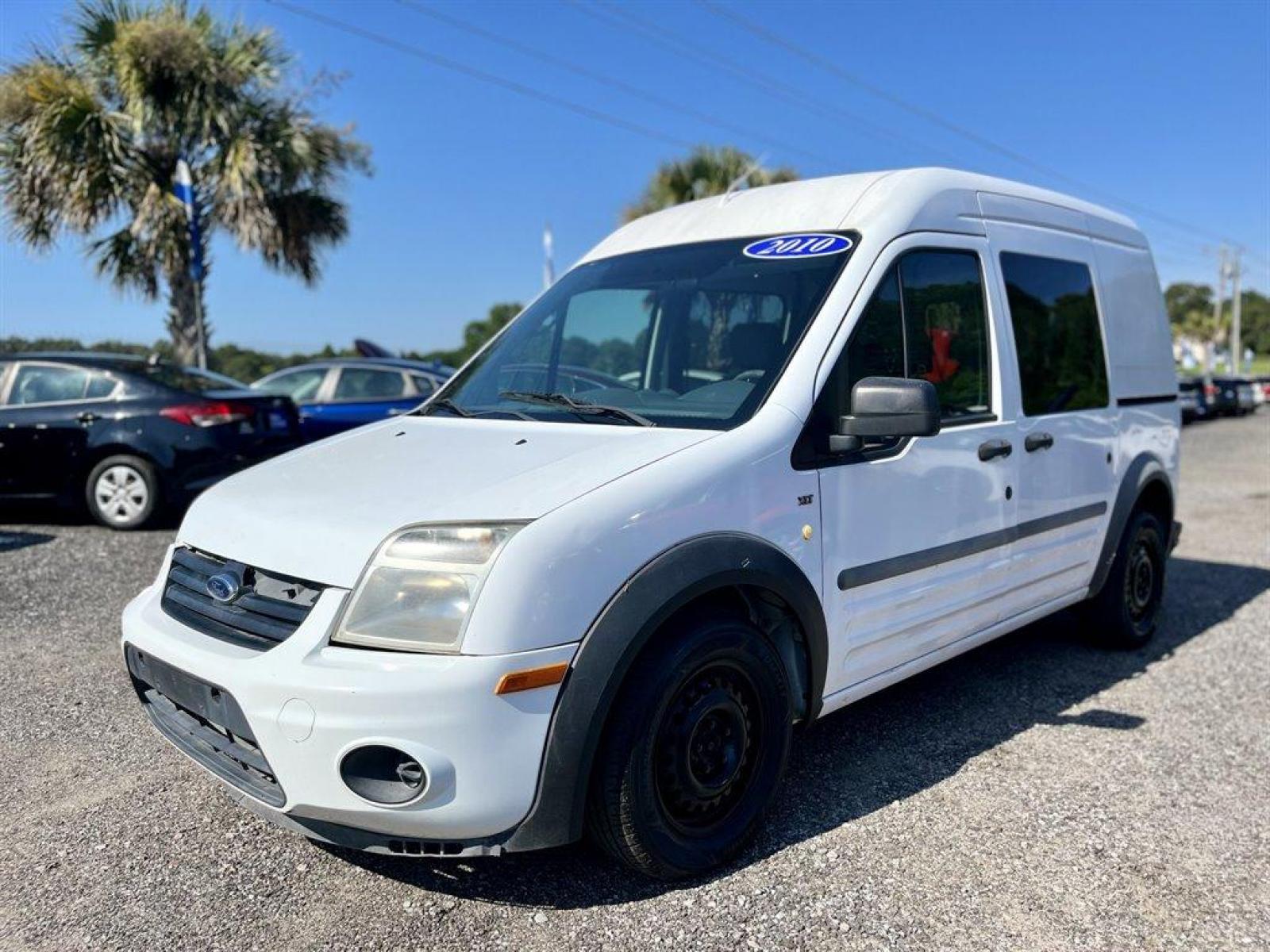 2010 White /Black Ford Transit Connect (NM0LS6AN9AT) with an 2.0l I-4 Smpi Dohc 2.0l engine, Automatic transmission, located at 745 East Steele Rd., West Columbia, SC, 29170, (803) 755-9148, 33.927212, -81.148483 - Special Internet Price! 2010 Ford Transit Connect with AM/FM stereo, Cloth front bucket seats, Air conditioning, Dual sliding side doors, 180 degree swing open rear cargo doors, Cargo area vinyl floor covering, AdvanceTrac w/Roll Stability Control (RSC), Plus more! - Photo #0